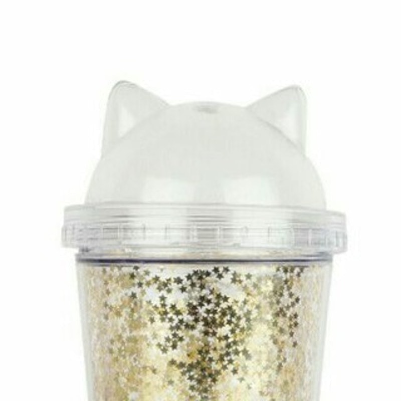 Cat Ears Glittery Tumbler with Straw 2