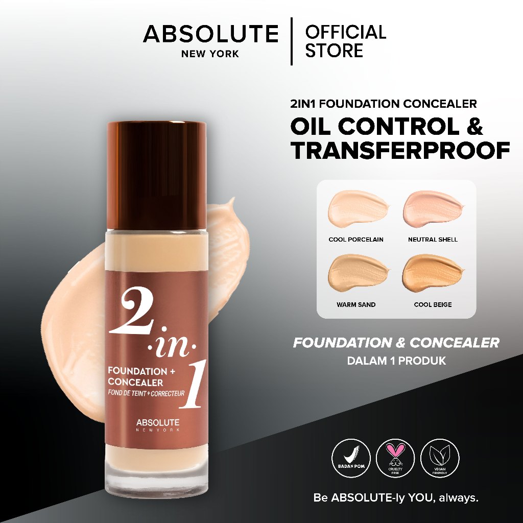 Absolute New York Absolute New York 2-in-1 Foundation + Concealer Cool Porcelain