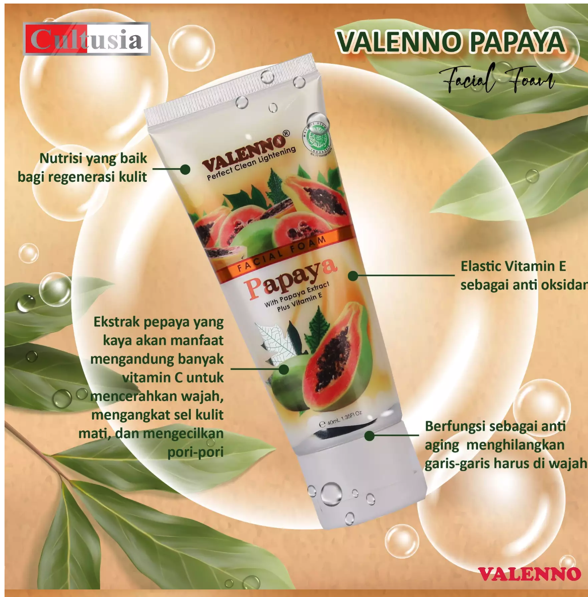 Cultusia Valenno Facial Foam Papaya