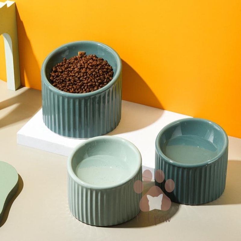 Petpaw Aesthetic Stripe Ceramic Tilted Bowl 2