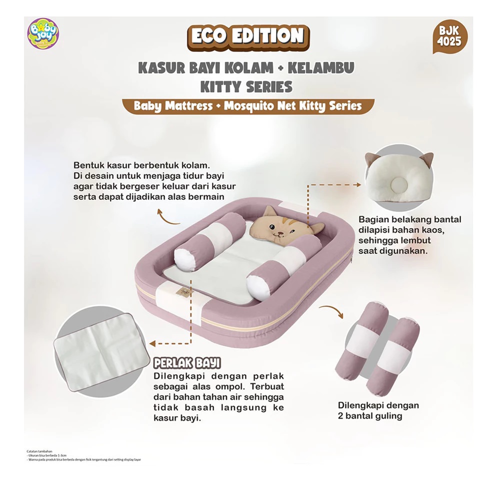  Baby Joy Kasur Bayi Kolam + Kelambu Kitty Series BJK4025
