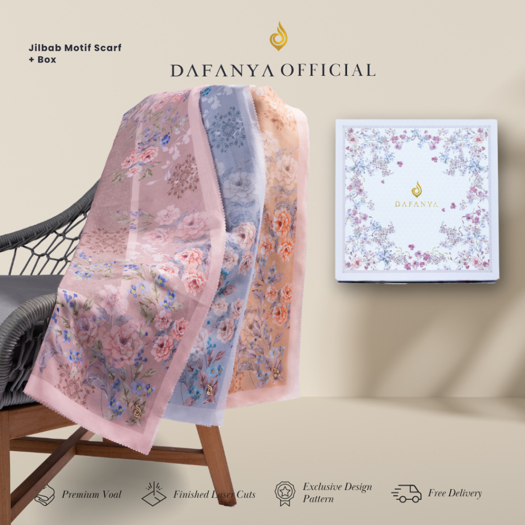 Dafanya Dafanya Jilbab Motif Scarf + Box