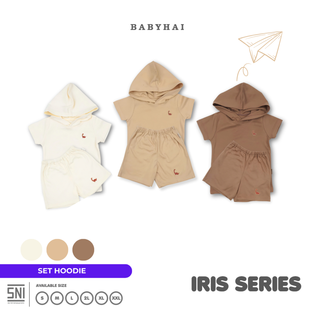  Baby Hai Iris Set Hoodie Seri Cokelat