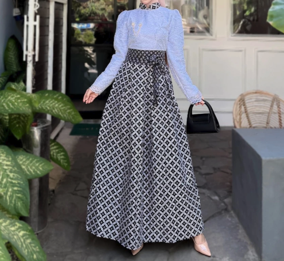  Dress Kebaya Janggan Brokat Kombinasi Batik