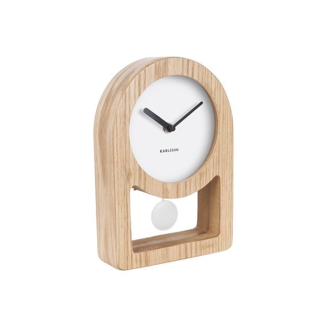 Karlsson Table Clock Lena Pendulum Wood Veneer