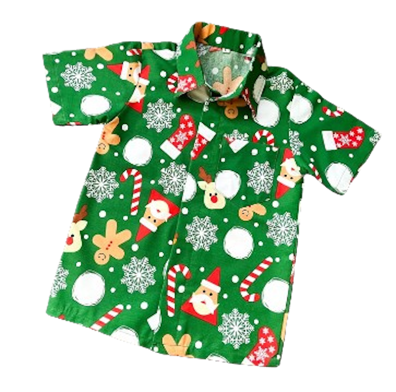 Kemeja Natal Anak GREEN SANTA 1