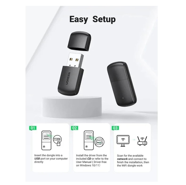 Ugreen Group UGREEN 20204 Wifi Adapter AC650