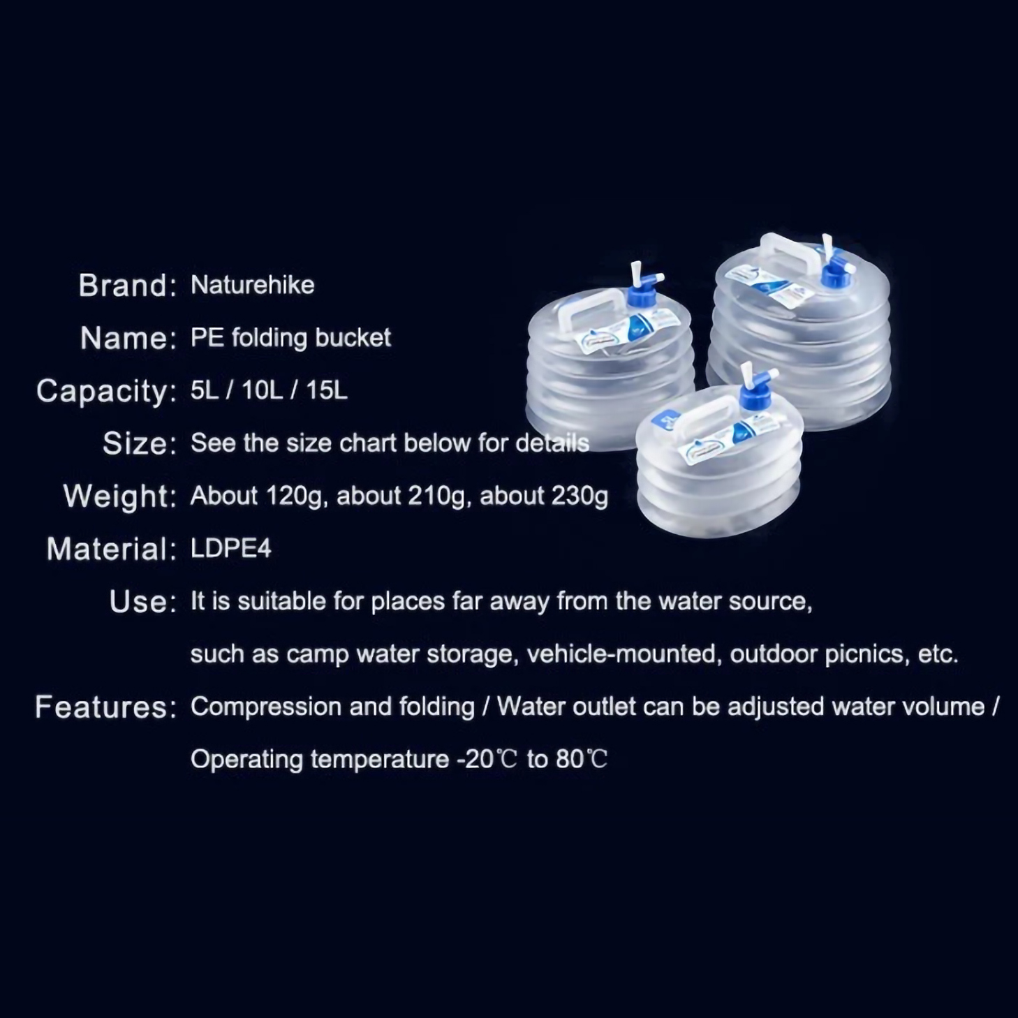 Ningbo Naturehike Import & Export Naturehike Water Bucket Collapsible  NH14S002-T