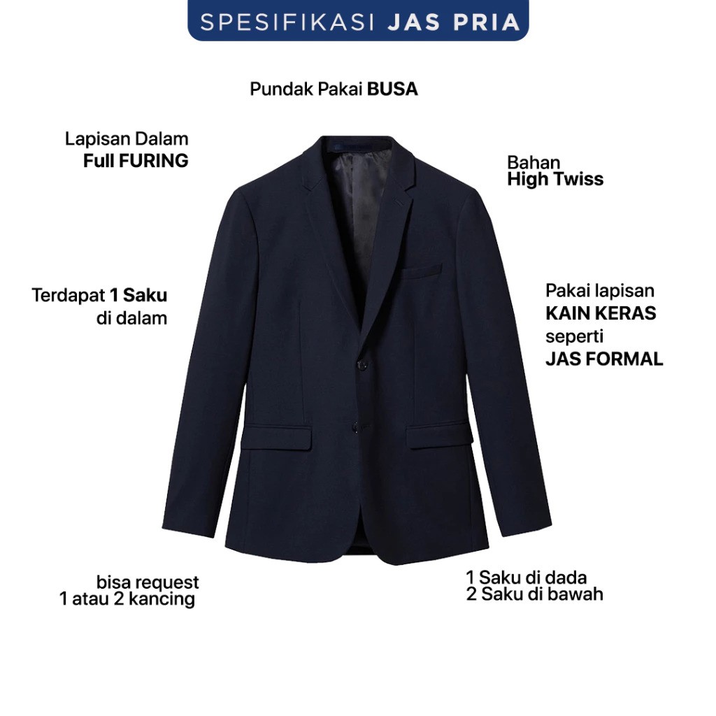  Nubade Setelan Jas & Celana Pernikahan Pengantin Pria Slim Fit