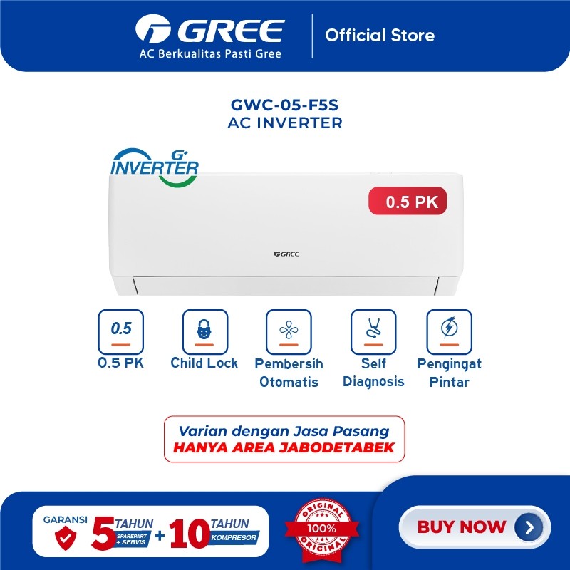 Gree Electric Appliances Indonesia Gree AC F5S Series Inverter 0.5 PK GWC-05F5(S)