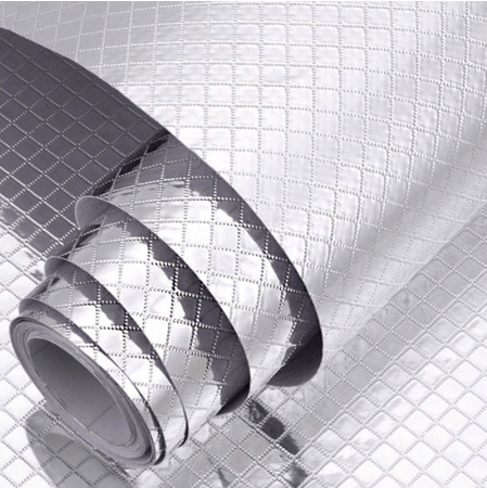 Wallpaper Stainless Dinding Dapur Aluminum Foil  4