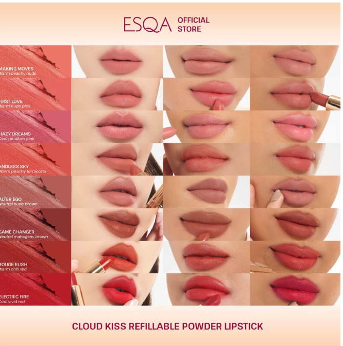 Keva Cosmetics International ESQA Cloud Kiss Refillable Powder Lipstick Making Moves