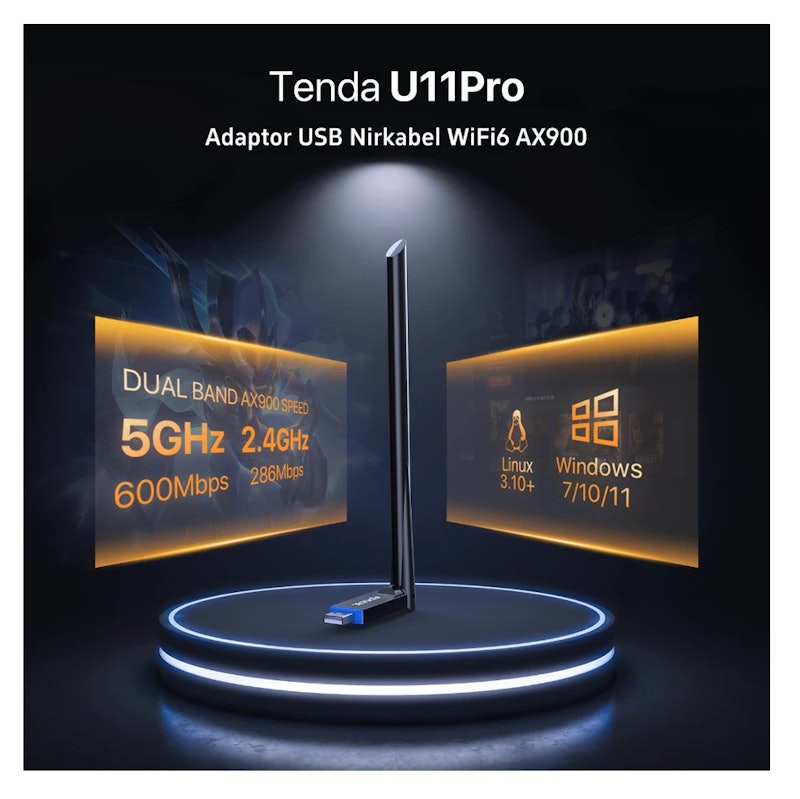 Tenda Adaptor Jaringan Nirkabel WiFi 6 U11 Pro