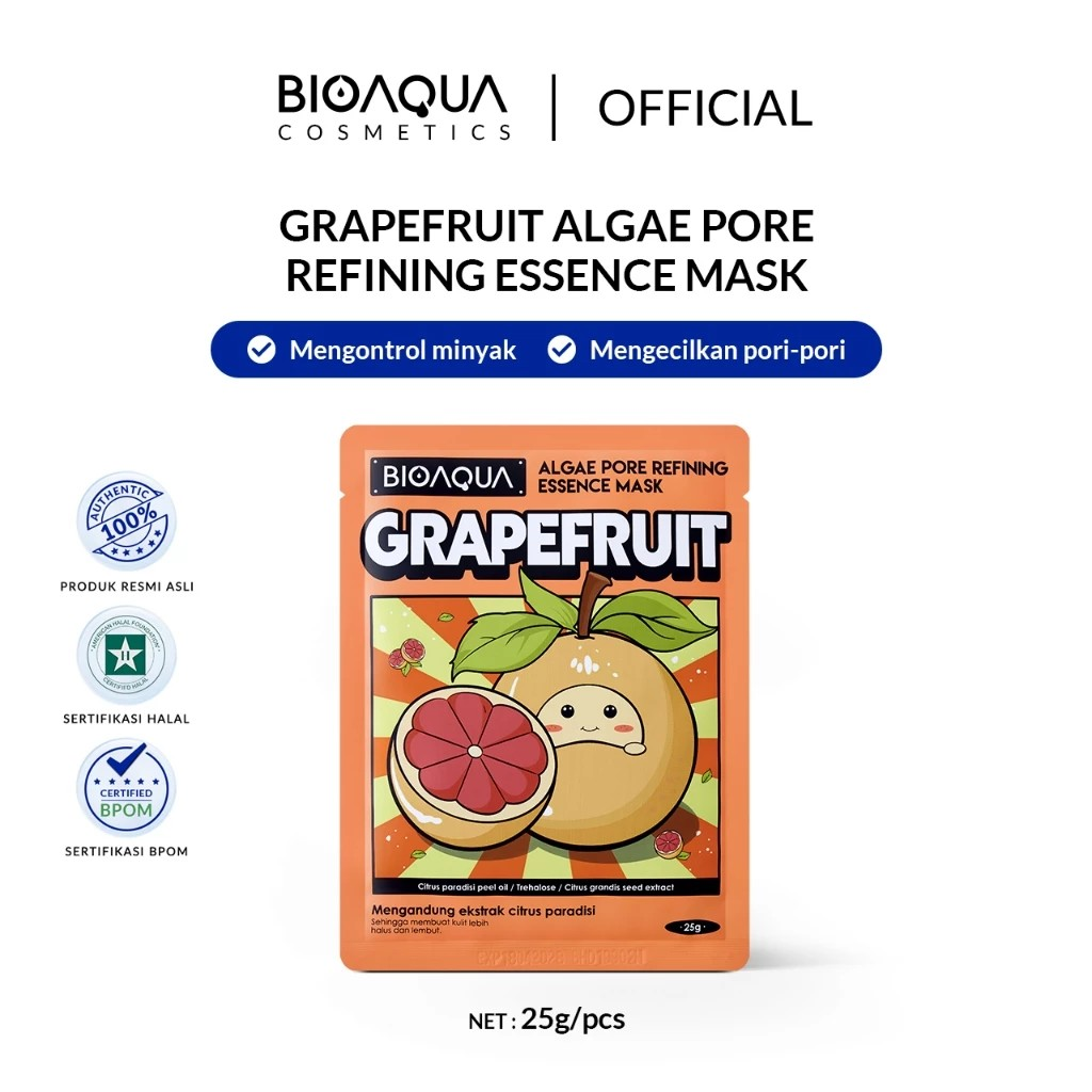 Guangzhou Oubo Cosmetics Bioaqua Algae Pore Refining Essence Mask Grapefruit