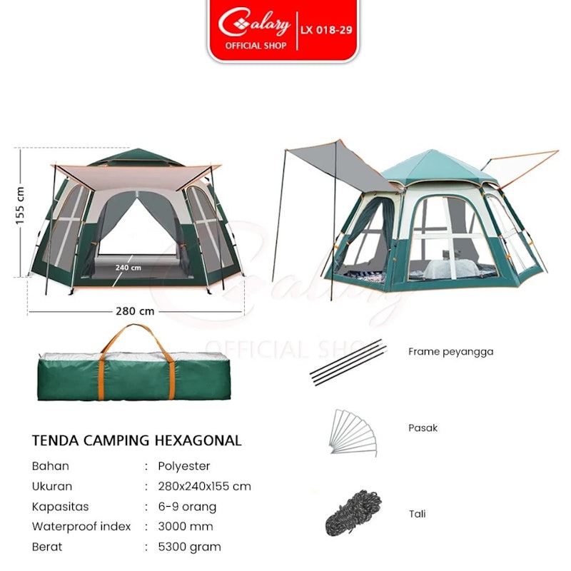 CALARY Tenda Camping 2 Pintu 5