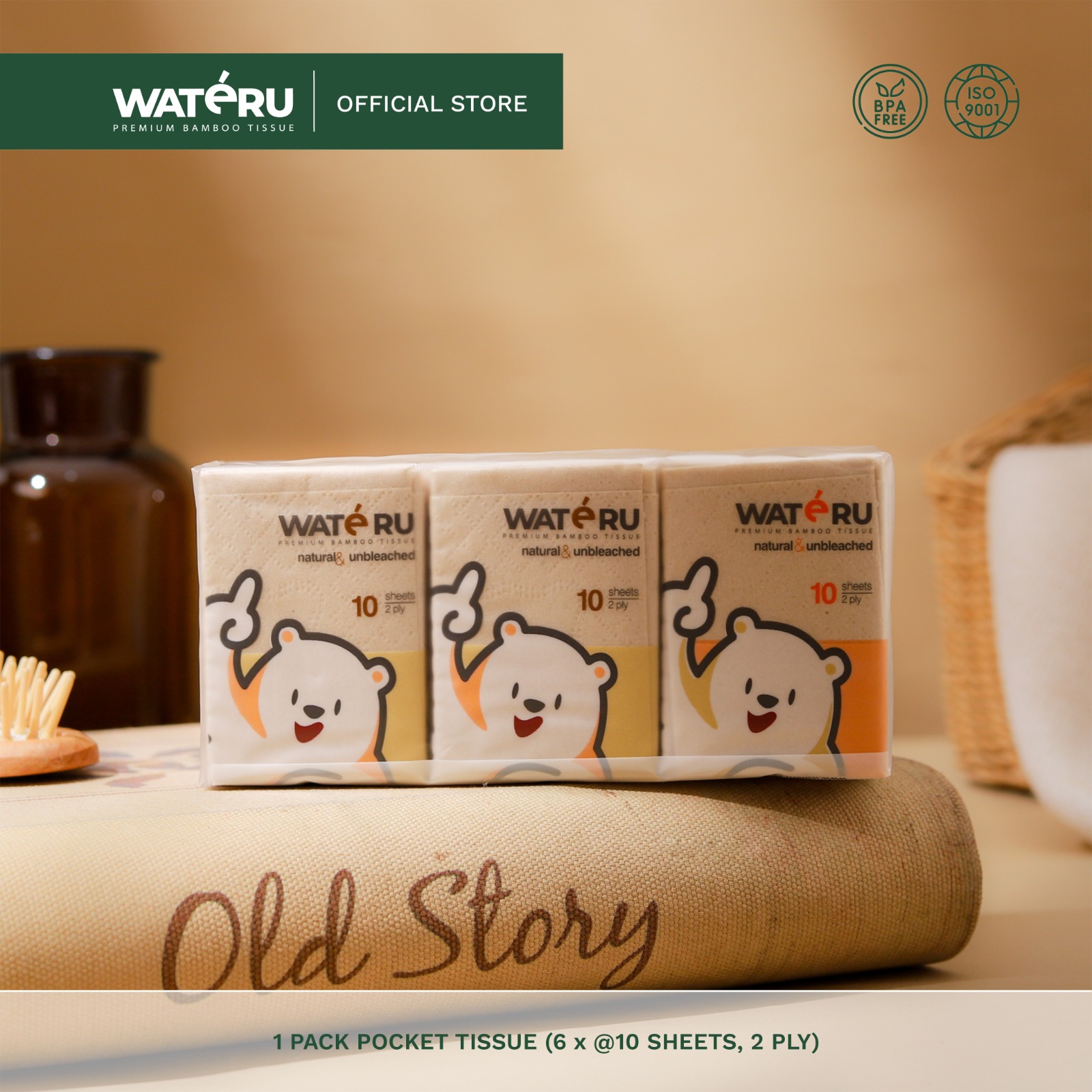 Wateru  Premium Bamboo Tissue Pocket