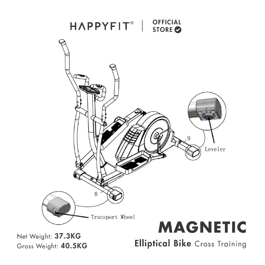 Happyfit Indonesia HAPPYFIT Magnetic Elliptical Bike Cross Training  8003PM1