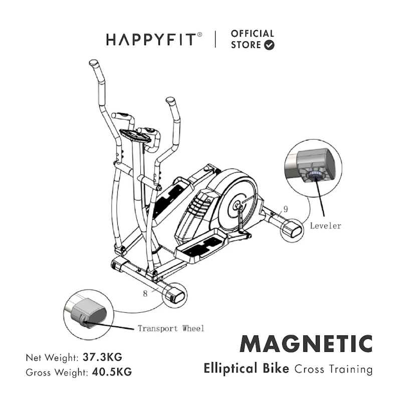 HAPPYFIT Magnetic Elliptical Bike Cross Training 3