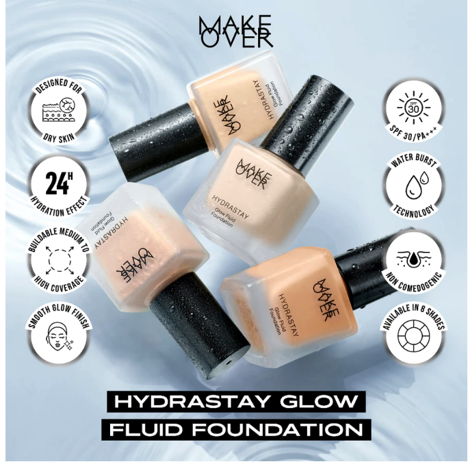 Paragon Technology and Innovation MAKE OVER Hydrastay Glow Fluid Foundation W22 Warm Ivory