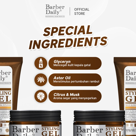 Akasha Wira International Makarizo Professional Barber Daily Styling Gel Wet-Look Finish