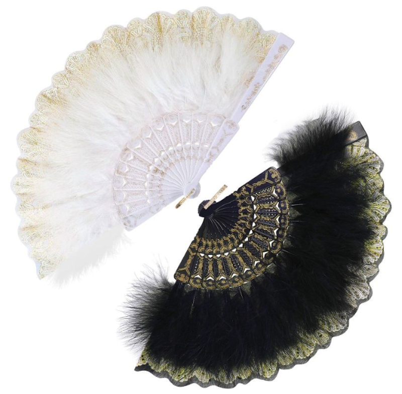 Kipas Tangan Lipat Bulu Gaya Gothic Lolita