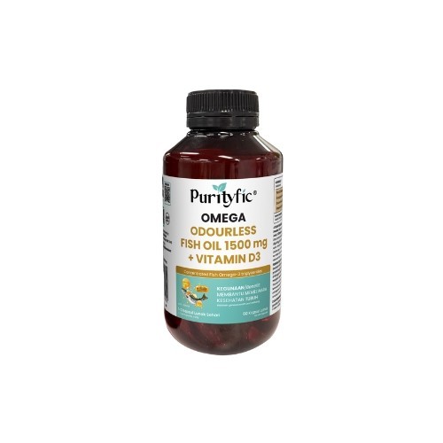 Purityfic Omega Odourless Fish Oil 1500 mg + Vitamin D3 1