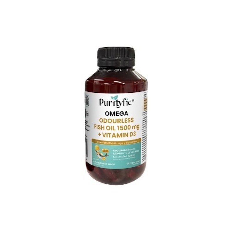 Purityfic Omega Odourless Fish Oil 1500 mg + Vitamin D3 1