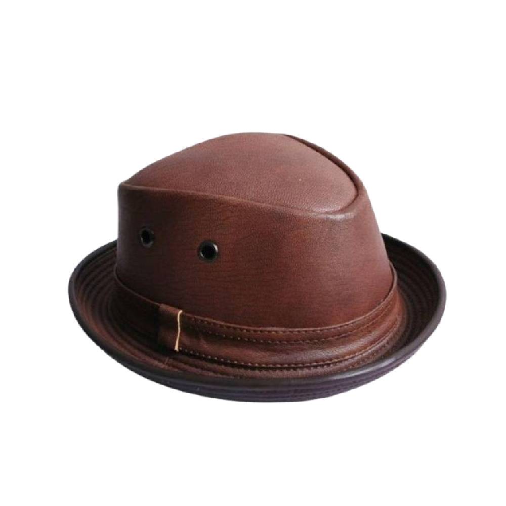 MDL Leather Topi Fedora Laken Kulit Asli