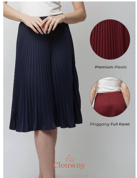 Clouwny Official Clouwny Vamos Midi Pleat Skirt