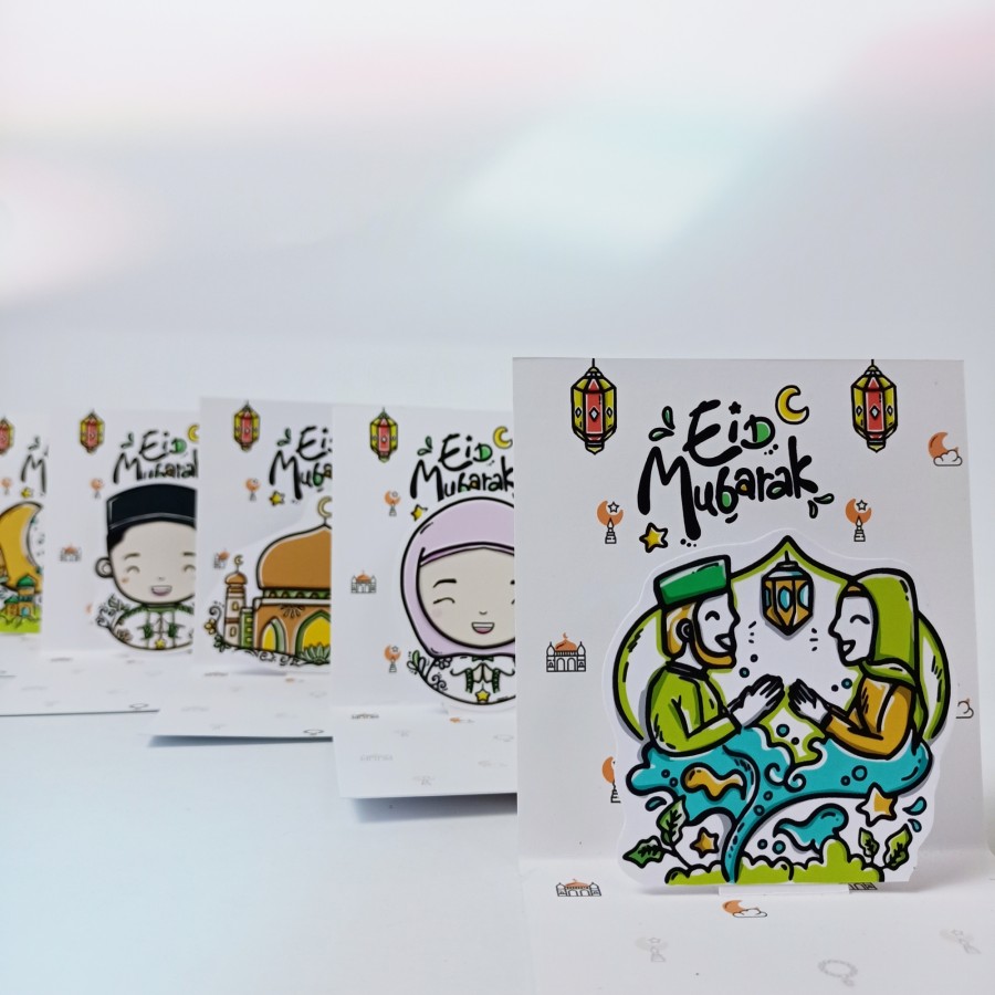 Kartu Ucapan Lebaran Minimalis Doodle Eid Mubarak Pop Up 2