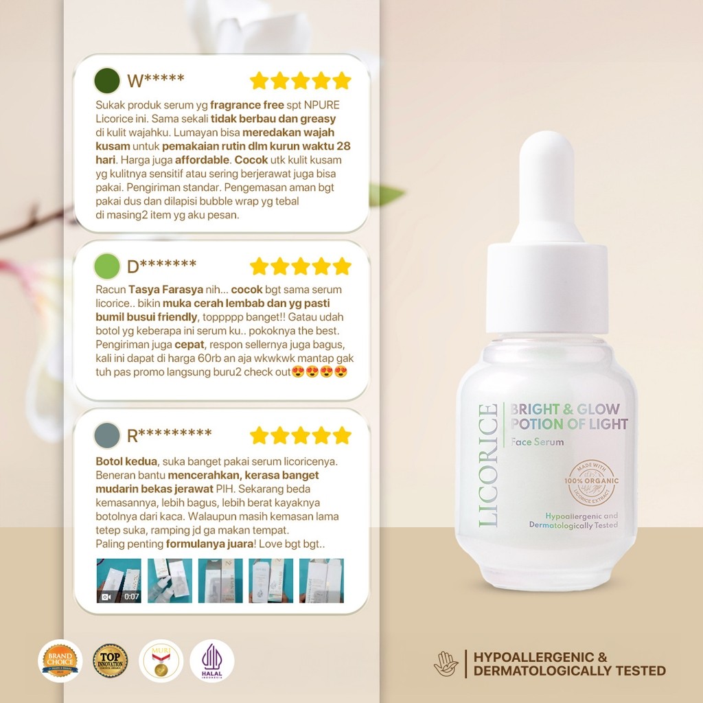 Penta Natural Kosmetindo N'PURE Licorice Bright & Glow Potion of Light Serum