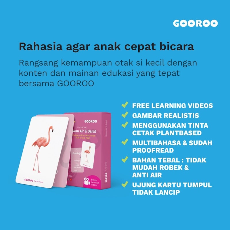 Gooroo by Kalale Flash Card Warna Gambar Hewan Air dan Darat 3