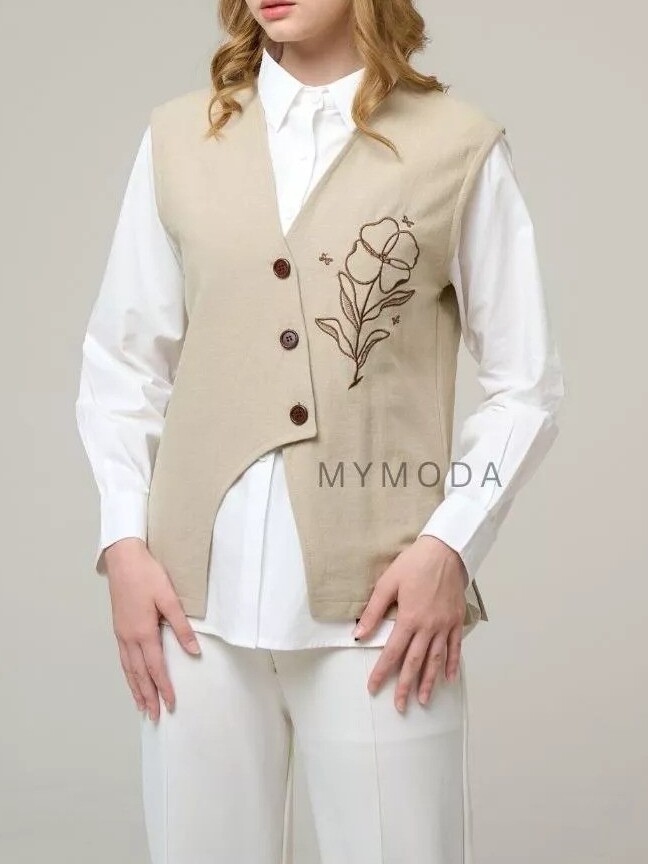  Mymoda Vest Bordir Katun Linen 579 