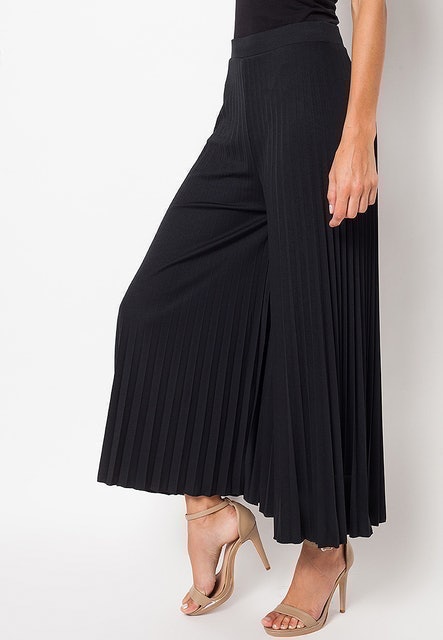 Plisket Kulot Long Pants Hitam ｜ 7156 