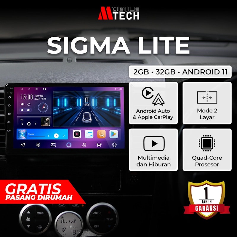 Mobiletech Head Unit Double Din Sigma Lite RAM 2+32 GB 10 Inch 2