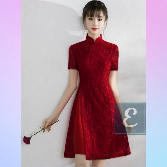  EF Mini Dress Cheongsam Brukat