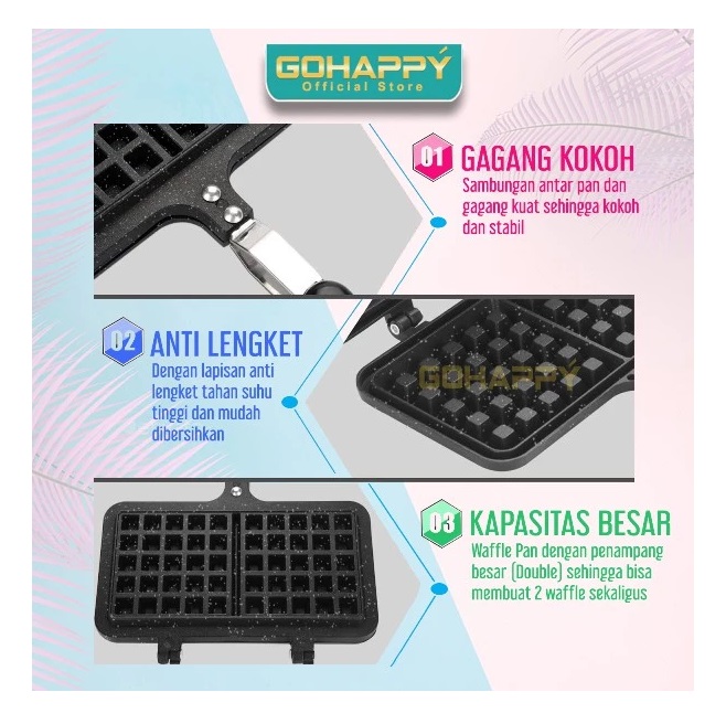 Gohappy Double Belgian Waffle Maker GHC51