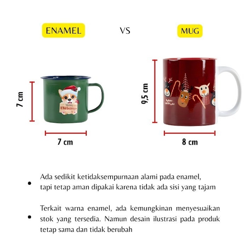 Seruni Living Hampers Mug Enamel Kaleng Motif Natal