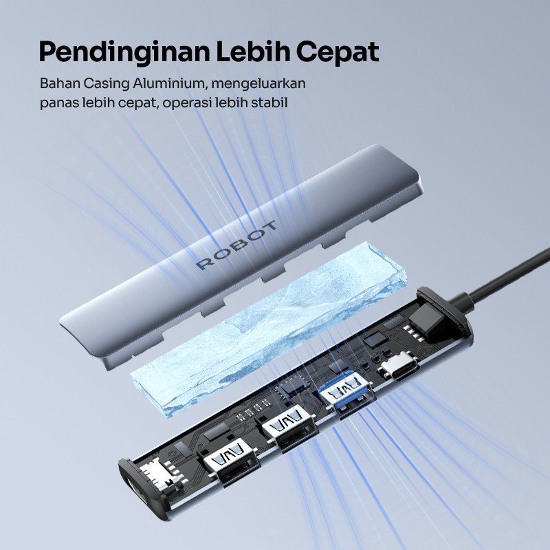 Wook Global Technology ROBOT Multiport 5 in1 USB Type C HUB Adapter HT350