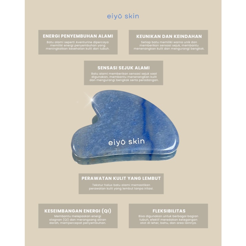 Eiyo Skin Real Blue Aventurine Stone Guasha 4
