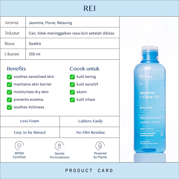 Wahana Kosmetika Indonesia REI Skin Jasmine + Olive Oil Body Wash