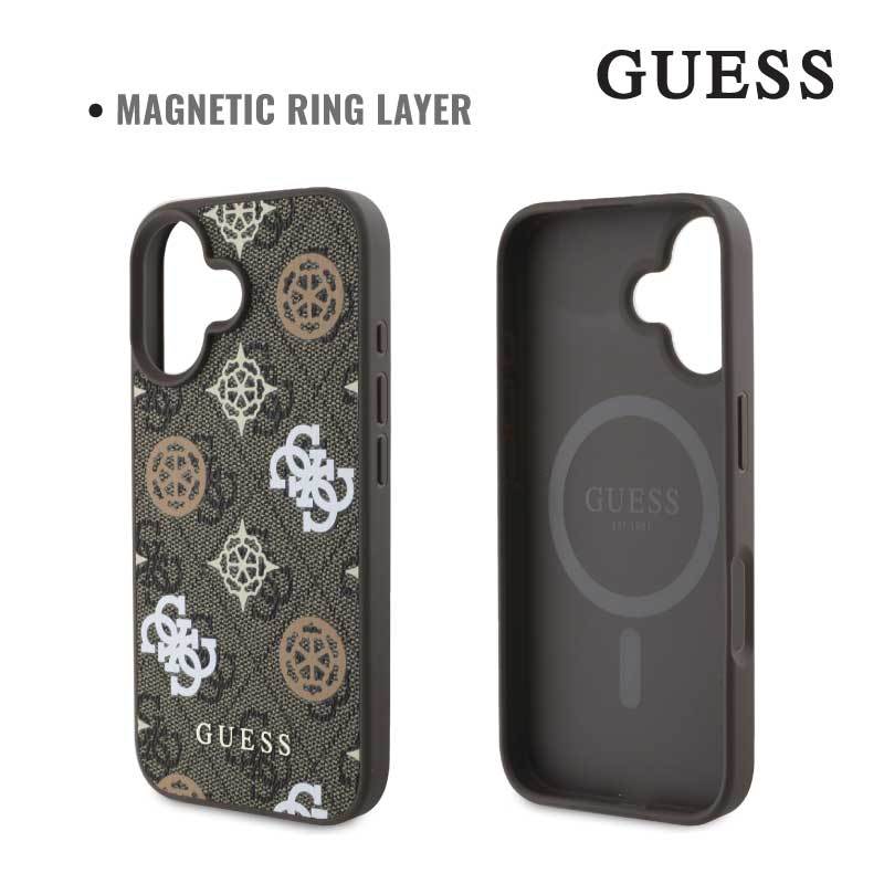 Guess Inc Guess Case iPhone 16 Series Magsafe PU Peony 4G BG