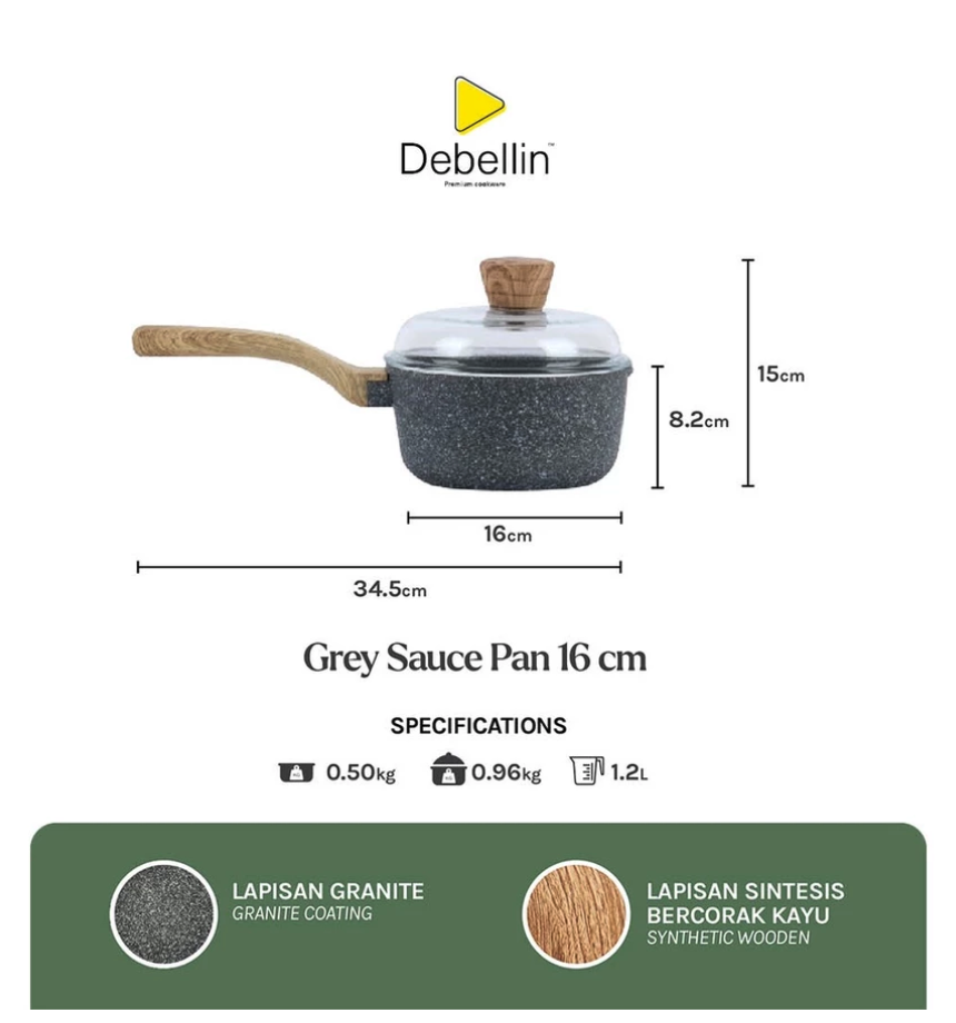 Putra Sejahtera International Debellin Sauce Pan 16 cm Grey