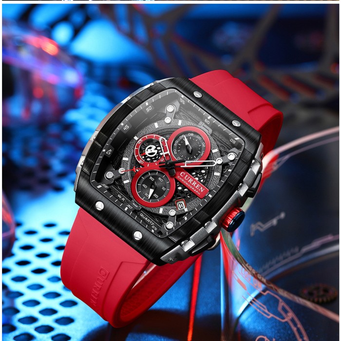Curren Original Brand Rubber Straps Wrist Watch for Men 8442 