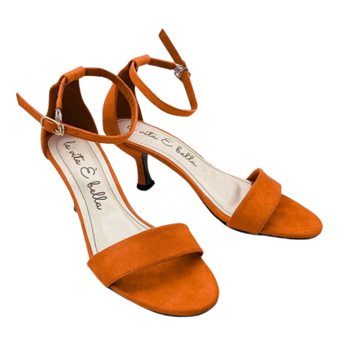 La Vita E Bella Blanche Ankle Strap Kitten Heels Wanita Velvet Suede LV 2006