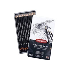 Derwent Graphic Soft Pencils 12 Tin (9B-H)