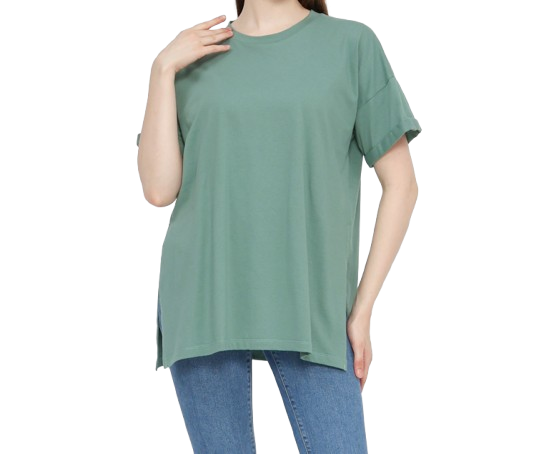 Zalmore Luma Cotton Oversize T-Shirt with Slit Premium Cotton