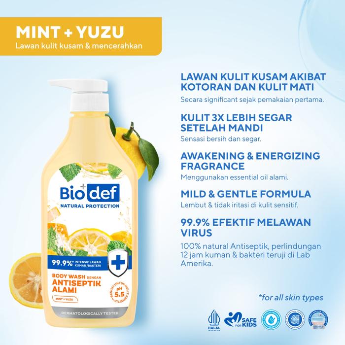 Paragon Technology and Innovation Biodef Body Wash dengan Antiseptik Alami Mint + Yuzu
