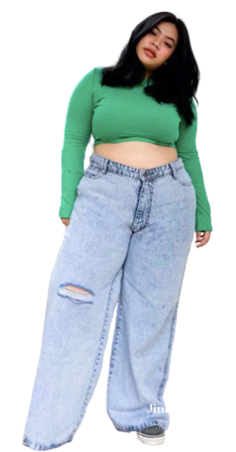 Jumbo Highwaist Loose Ripped Jeans  1404 REAL CURVY
