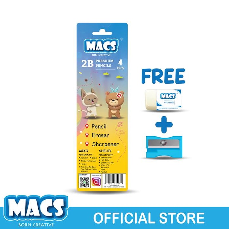 MACS 2B Triangle Premium Pencils 4 Pcs 2